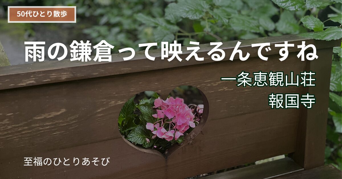 雨に濡れたハート型の穴から覗くピンクの紫陽花 一条恵観山荘のアイキャッチ画像