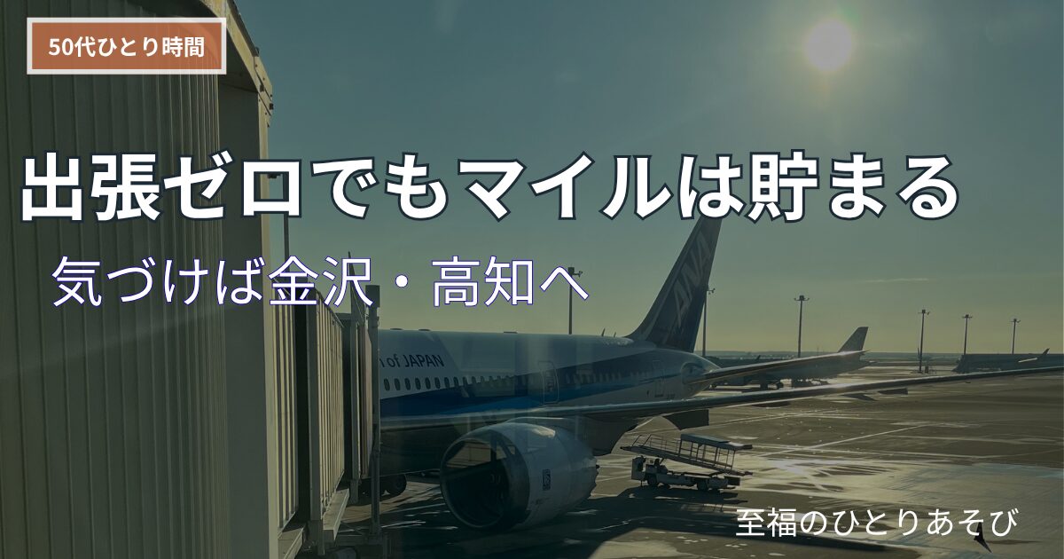 搭乗ゲートから見えるANA機。マイルで特典航空券を使い50代がひとり旅に出発する様子