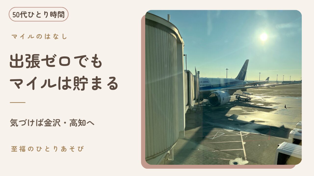 搭乗ゲートから見えるANA機。マイルで特典航空券を使い50代がひとり旅に出発する様子
